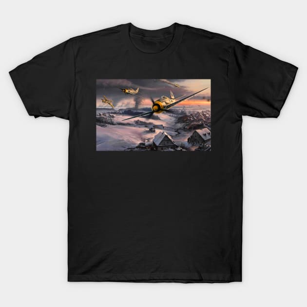 Fw190 vs P51 T-Shirt by Aircraft.Lover